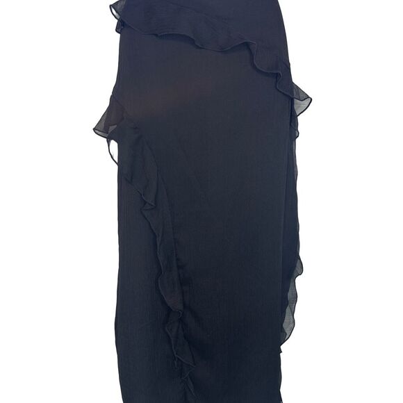 Future Collective Asymmetrical Black Ruffle Maxi Skirt Size 12 - Picture 3 of 12